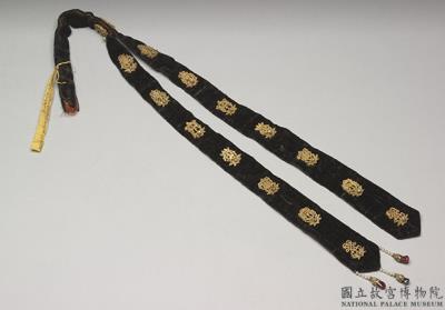 图片[2]-Black velvet hat ribbons decorated with the Eight Treasures in gold, Qing dynasty, 18th c., Tibetan work-China Archive